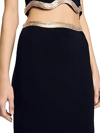 Maxi Knitted Skirt with Chain Detail