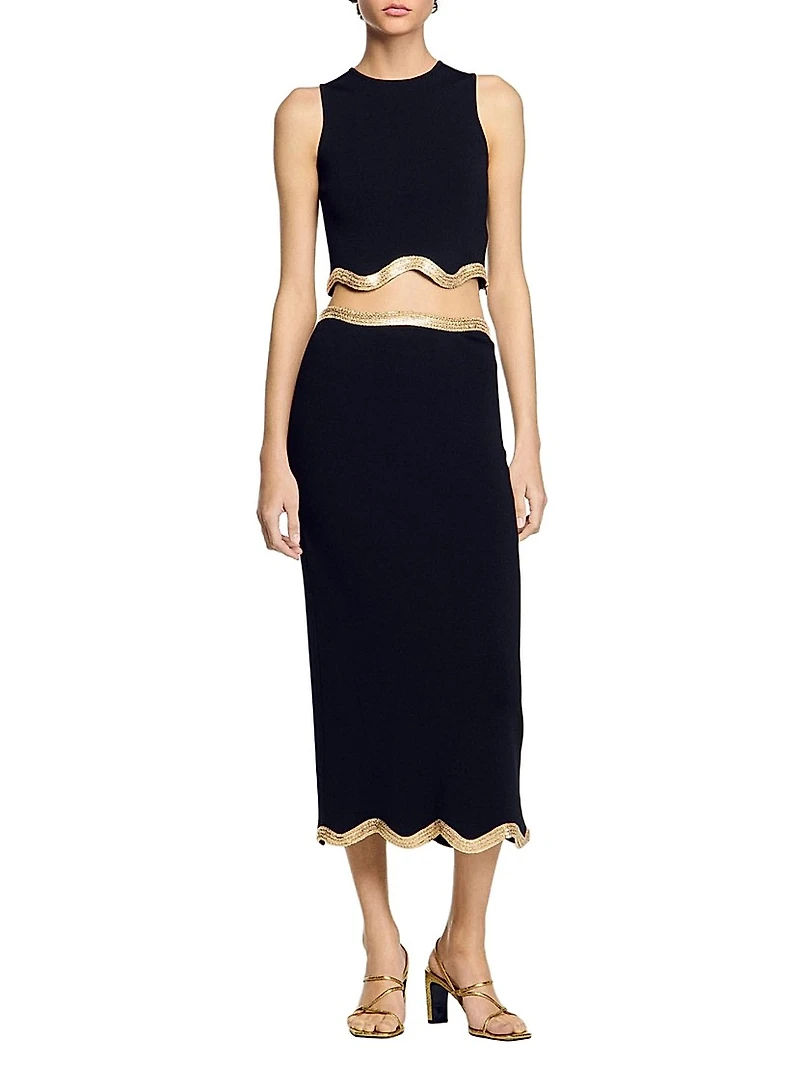 Maxi Knitted Skirt with Chain Detail