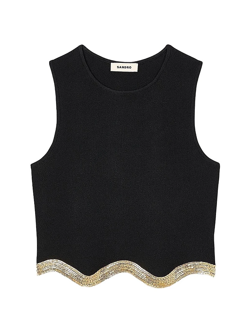 Cropped Sweater with Chain Detail