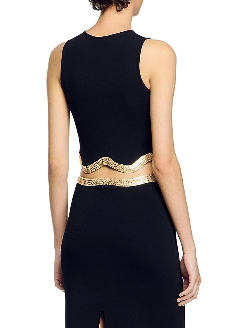 Cropped Sweater with Chain Detail