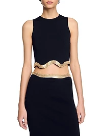 Cropped Sweater with Chain Detail