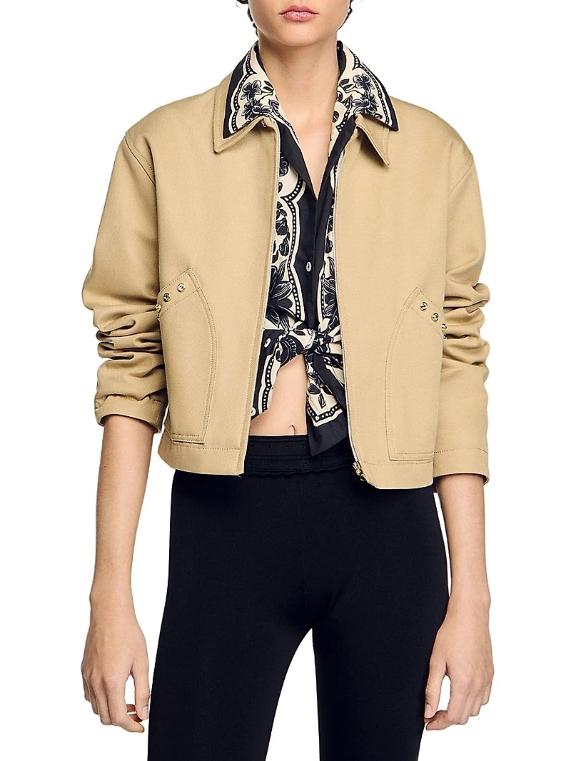 Short Jacket with Rhinestone Details