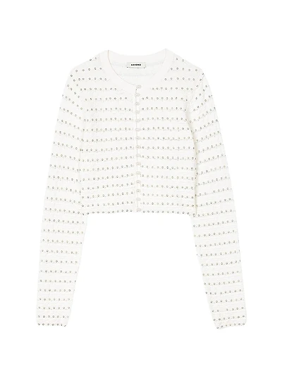 Cropped Cardigan with Pearl Buttons