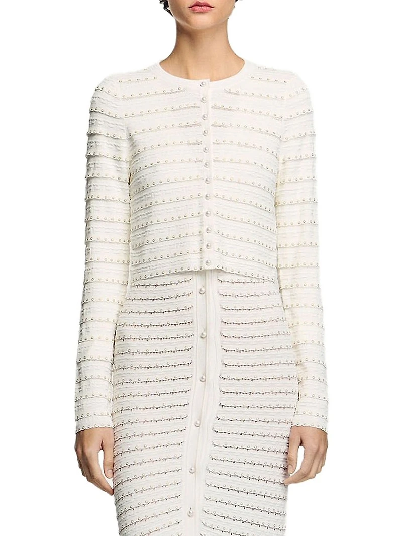 Cropped Cardigan with Pearl Buttons