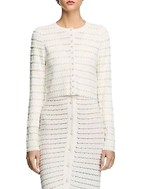 Cropped Cardigan with Pearl Buttons