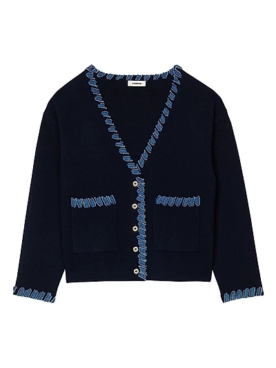 Cardigan with Denim Details
