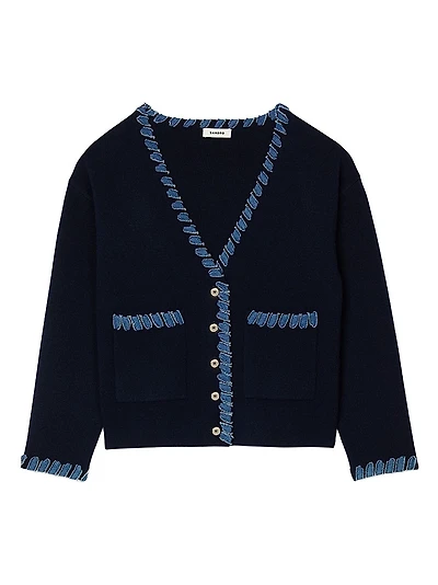 Cardigan with Denim Details
