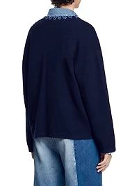 Cardigan with Denim Details