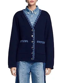 Cardigan with Denim Details