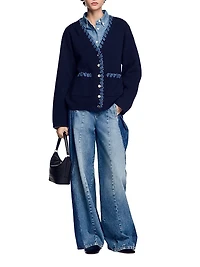 Cardigan with Denim Details