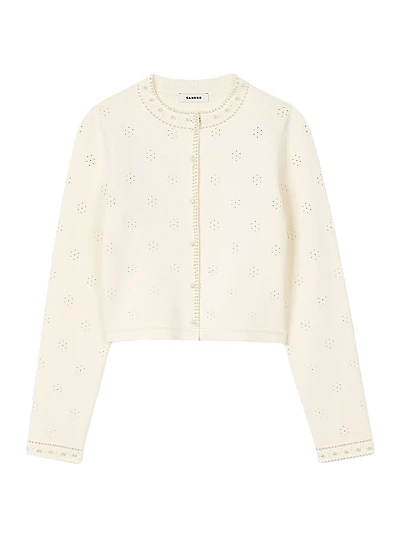 Cropped Cardigan with Pearl Buttons