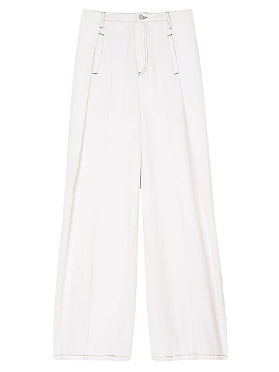 Topstitched Wide-Leg Jeans