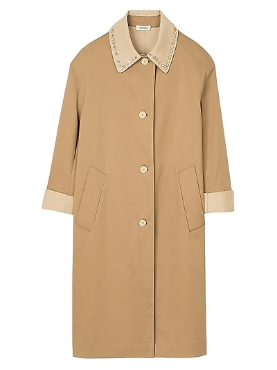 Trench Coat with Rhinestone Collar