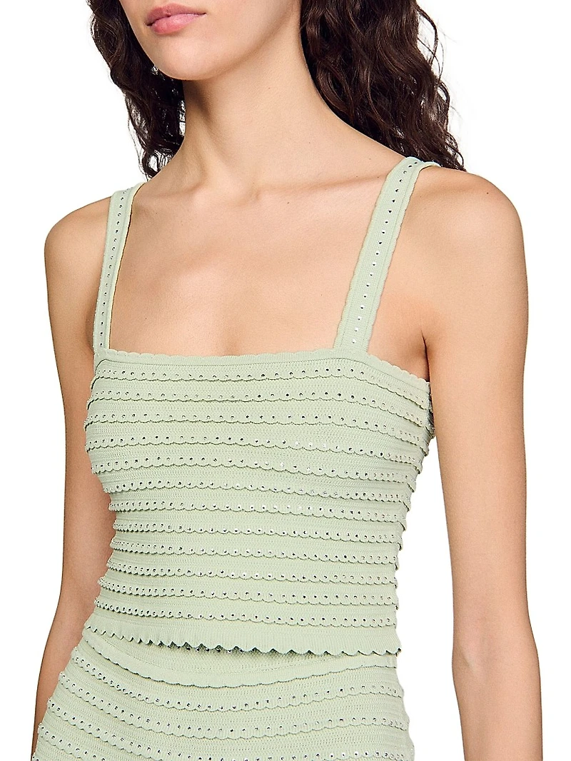 Rhinestone Knit Crop Top