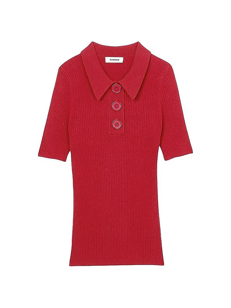 Rib Knit Polo Shirt
