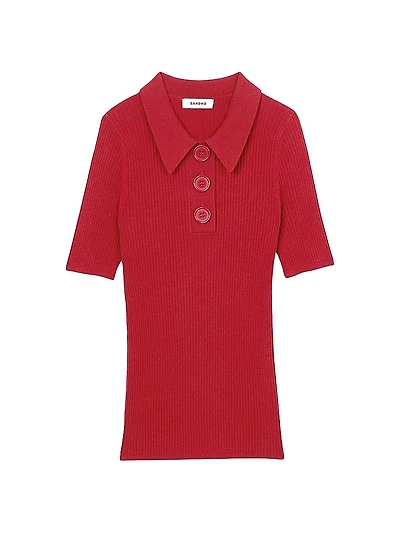 Rib Knit Polo Shirt