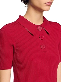 Rib Knit Polo Shirt