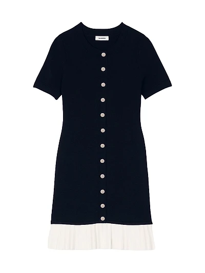 Mini Knit Dress with Ruffle