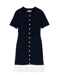 Mini Knit Dress with Ruffle