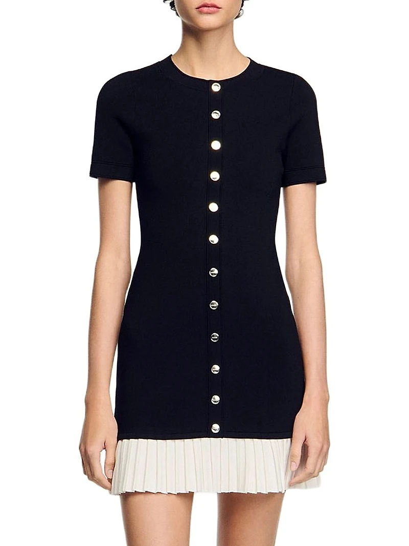 Mini Knit Dress with Ruffle