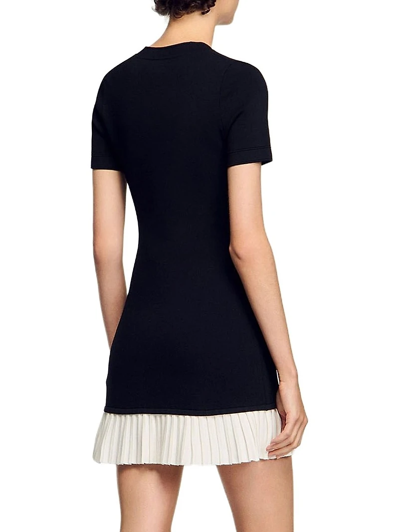 Mini Knit Dress with Ruffle