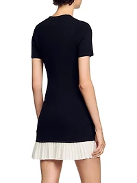 Mini Knit Dress with Ruffle