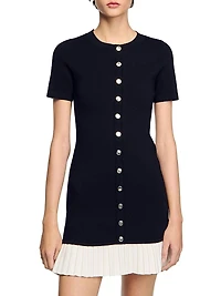 Mini Knit Dress with Ruffle