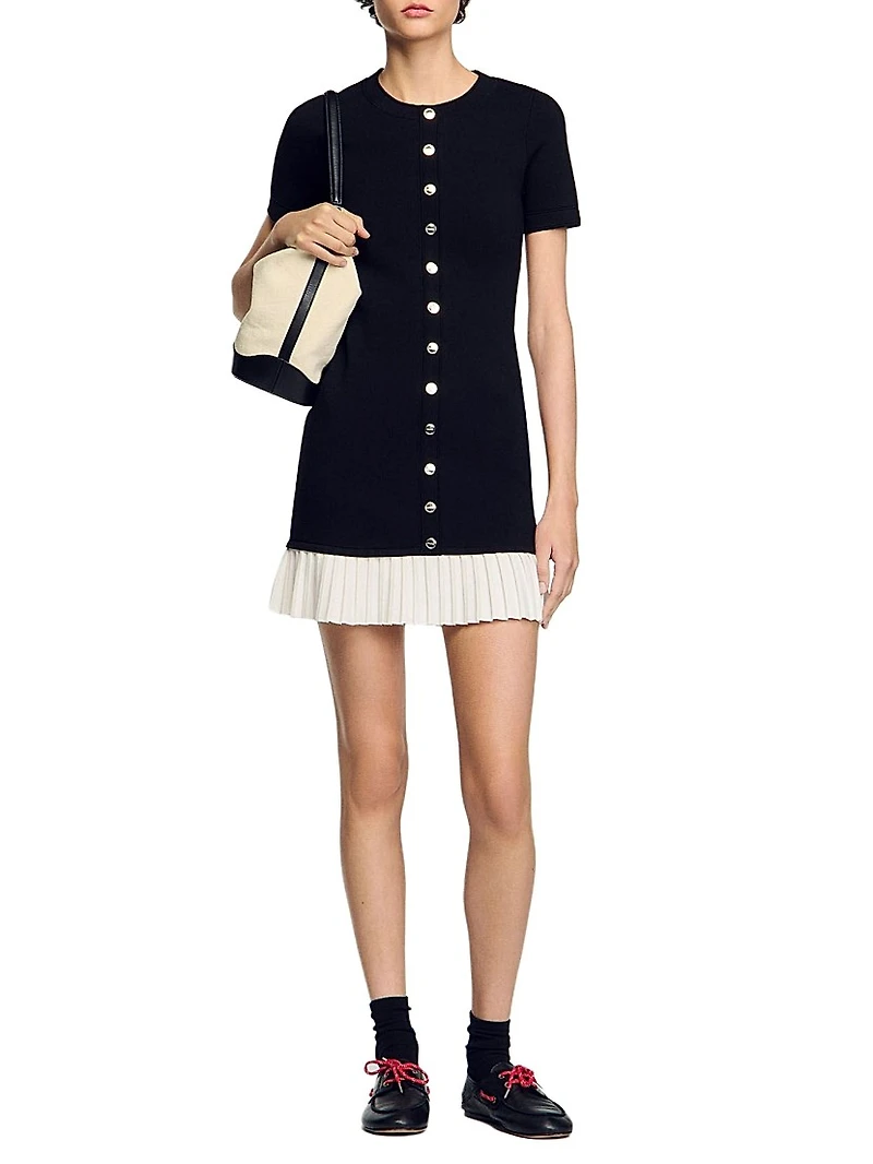 Mini Knit Dress with Ruffle