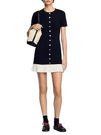 Mini Knit Dress with Ruffle