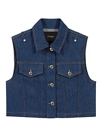 Denim Cropped Sleeveless Jacket