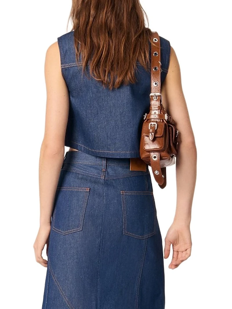 Denim Cropped Sleeveless Jacket