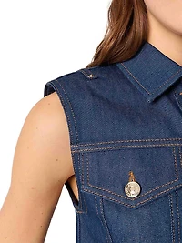 Denim Cropped Sleeveless Jacket