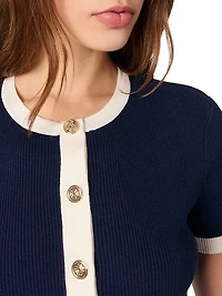 Contrasting Cropped Short Sleeve Cardigan