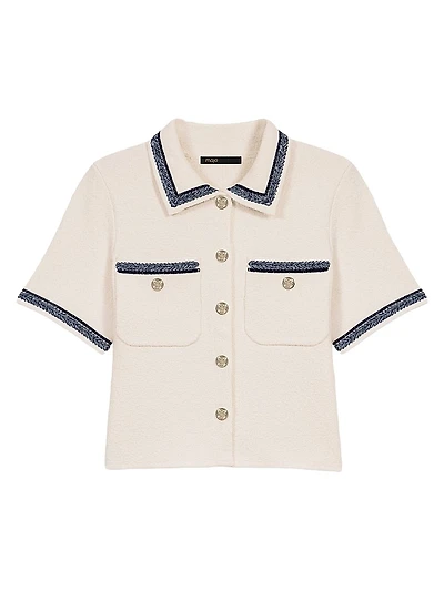 Cropped Contrasting Trim Cardigan