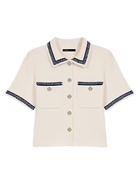 Cropped Contrasting Trim Cardigan