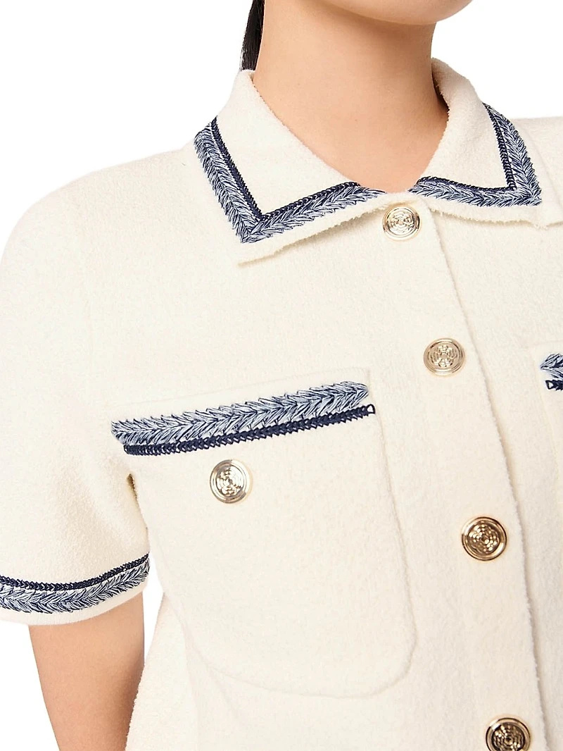 Cropped Contrasting Trim Cardigan
