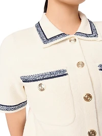 Cropped Contrasting Trim Cardigan