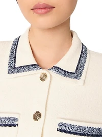 Cropped Contrasting Trim Cardigan