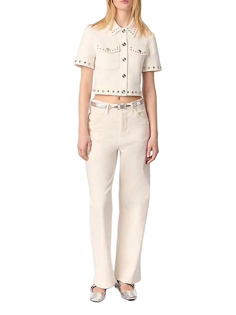 Studded Cropped Cardigan