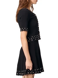 Cropped Cardigan with Eyelets