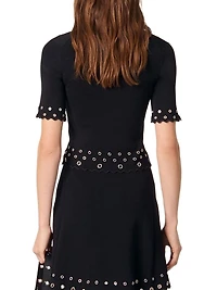 Cropped Cardigan with Eyelets