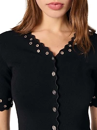 Cropped Cardigan with Eyelets