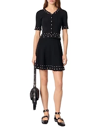 Cropped Cardigan with Eyelets