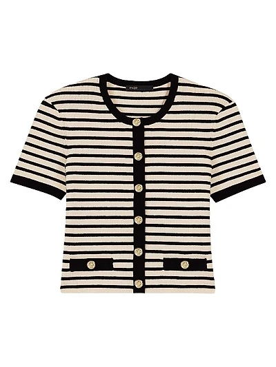 Cropped Rib Knit Cardigan