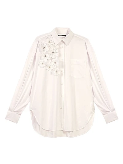 Long Sleeve Blouse with Embroidered Flowers