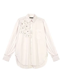 Long Sleeve Blouse with Embroidered Flowers