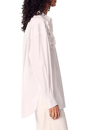 Long Sleeve Blouse with Embroidered Flowers