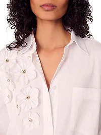 Long Sleeve Blouse with Embroidered Flowers