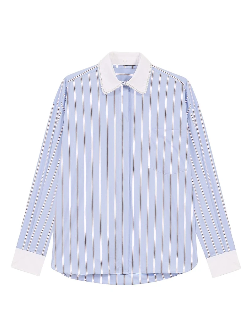 Striped Shirt with Beaded Collar