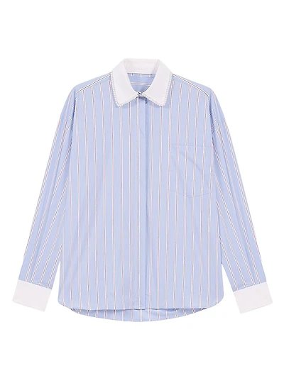 Striped Shirt with Beaded Collar